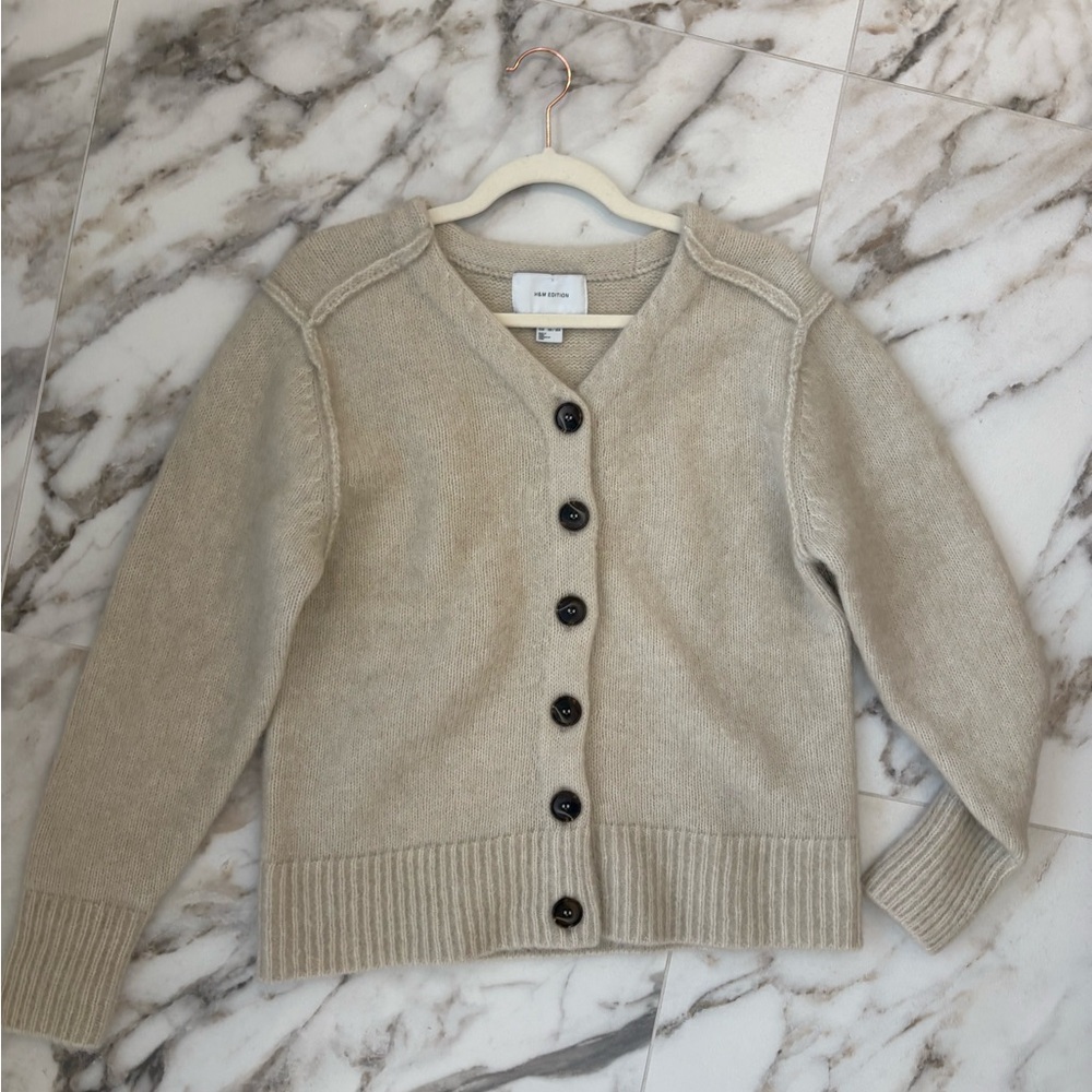 H&M Edition Mohair Blend Cardigan Beige XS 🤍🤍 - Picture 4 of 12